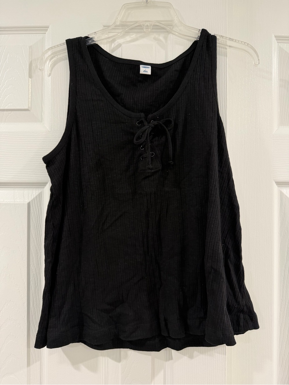 Old Navy Black Ribbed Lace-Up Tank Top